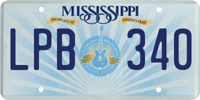 MS license plate LPB340