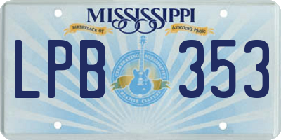 MS license plate LPB353