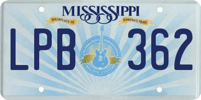 MS license plate LPB362
