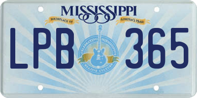 MS license plate LPB365