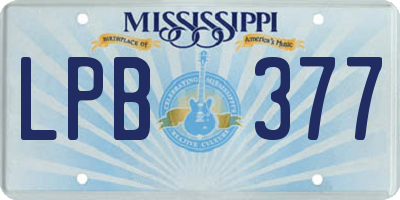 MS license plate LPB377
