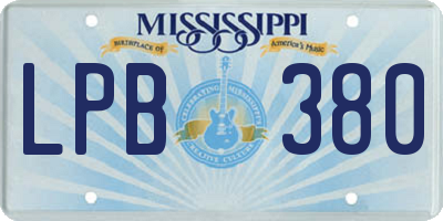 MS license plate LPB380