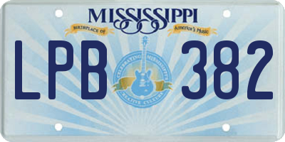 MS license plate LPB382