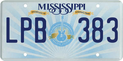MS license plate LPB383