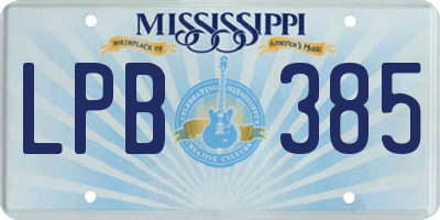 MS license plate LPB385