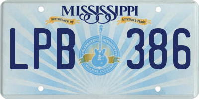 MS license plate LPB386