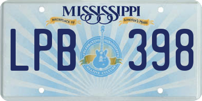 MS license plate LPB398