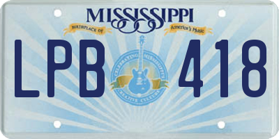 MS license plate LPB418