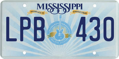 MS license plate LPB430