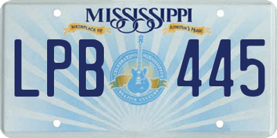 MS license plate LPB445