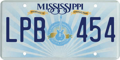 MS license plate LPB454