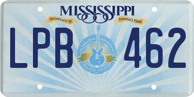 MS license plate LPB462