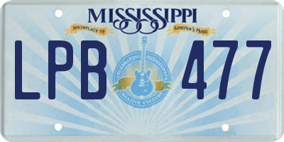 MS license plate LPB477