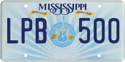 MS license plate LPB500
