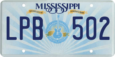 MS license plate LPB502