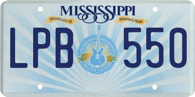 MS license plate LPB550