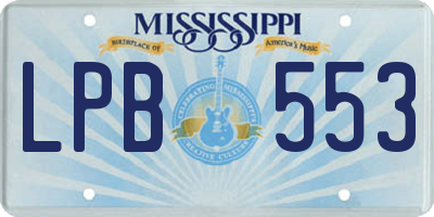 MS license plate LPB553