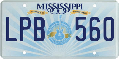 MS license plate LPB560