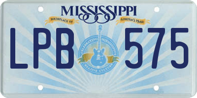 MS license plate LPB575