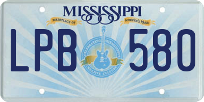 MS license plate LPB580