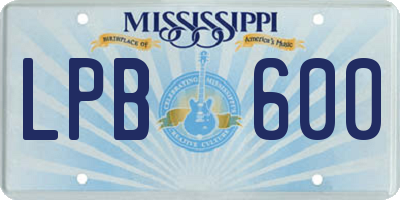 MS license plate LPB600