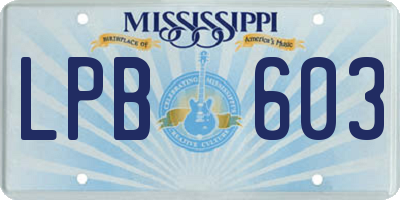 MS license plate LPB603