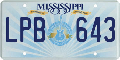 MS license plate LPB643