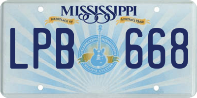 MS license plate LPB668