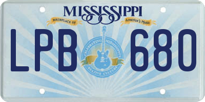 MS license plate LPB680
