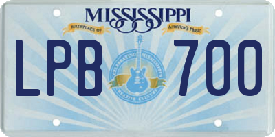MS license plate LPB700