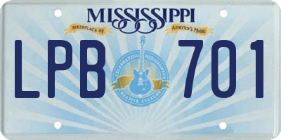 MS license plate LPB701
