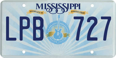 MS license plate LPB727