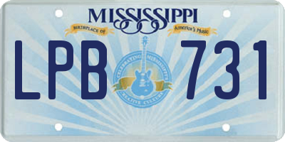 MS license plate LPB731