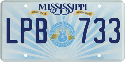 MS license plate LPB733