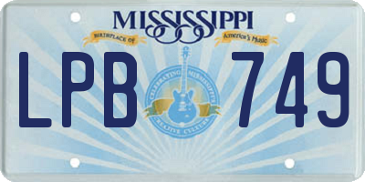 MS license plate LPB749