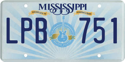 MS license plate LPB751