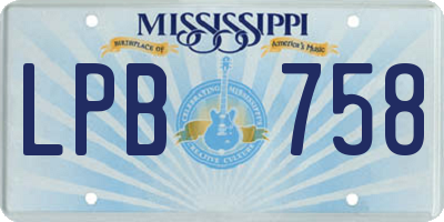 MS license plate LPB758