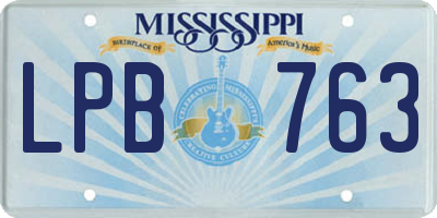 MS license plate LPB763