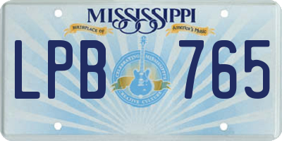 MS license plate LPB765