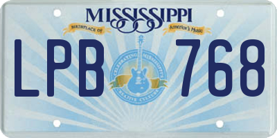 MS license plate LPB768