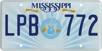 MS license plate LPB772