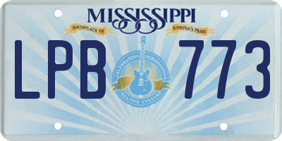 MS license plate LPB773