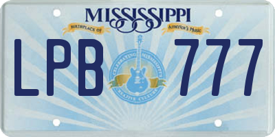 MS license plate LPB777