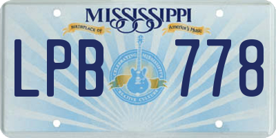 MS license plate LPB778