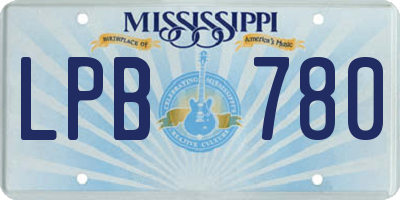 MS license plate LPB780