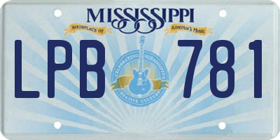 MS license plate LPB781