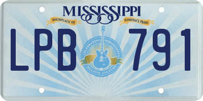 MS license plate LPB791