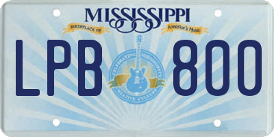 MS license plate LPB800