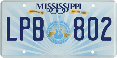 MS license plate LPB802