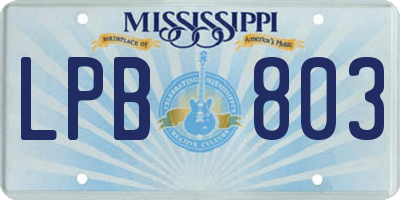 MS license plate LPB803